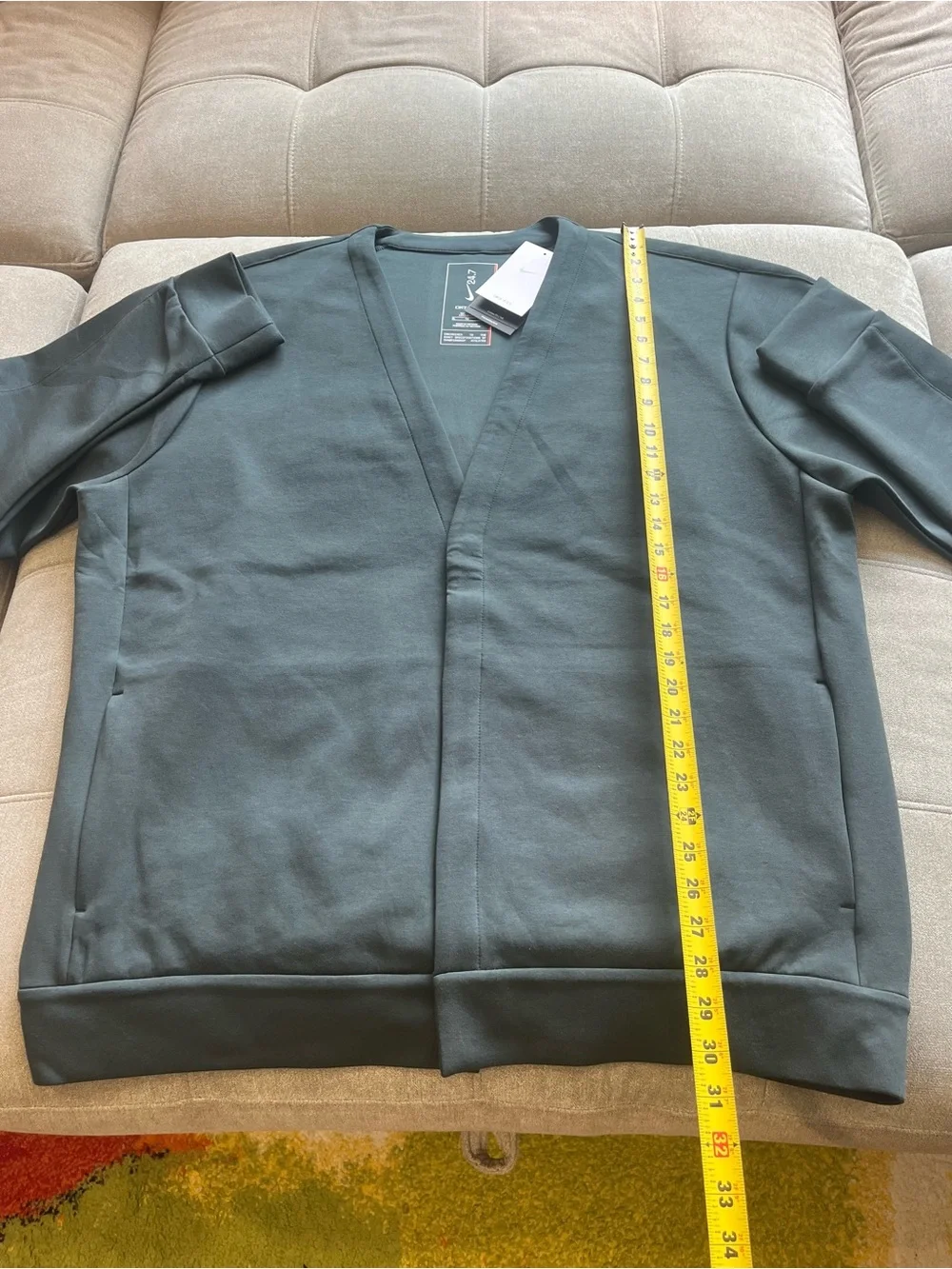 NWT $125 Nike 24.7 ImpossiblySoft Men's Cardigan XL-Tall Seaweed Blue Green - Picture 4 of 6